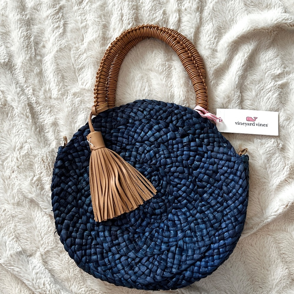 VINEYARD VINES Braided Straw Circle CROSSBODY BAG NEW! NWT